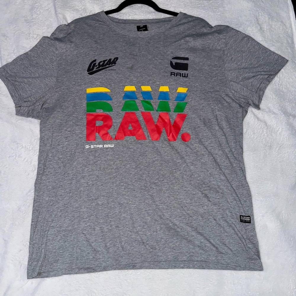 G-Star Gray and Red Short Sleeve Tee